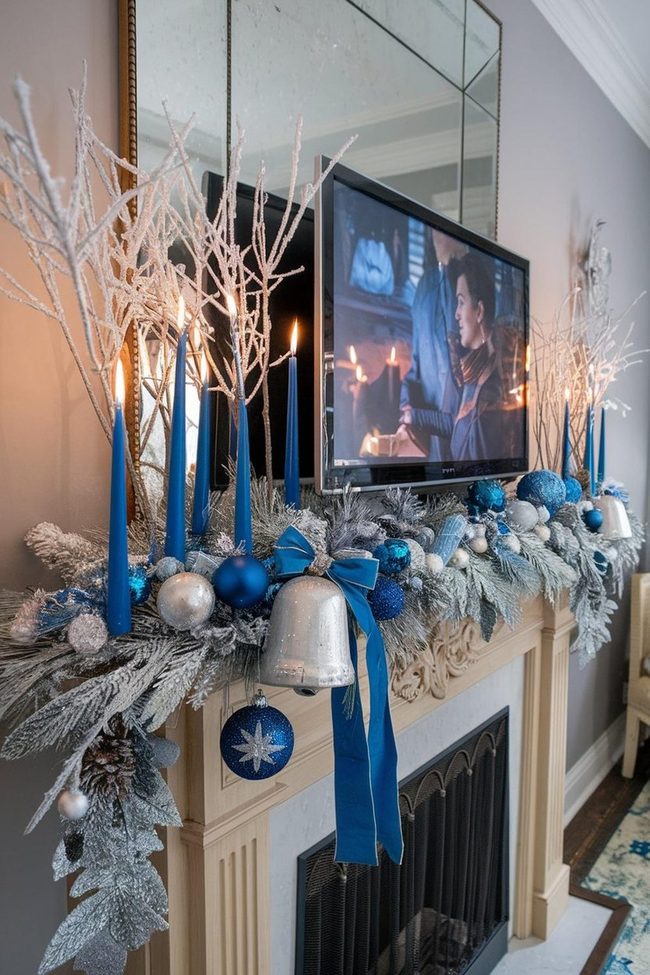 Blue Silver Frosted Mantle