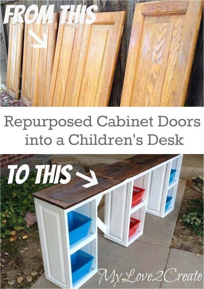 Upcycled Cabinet Door Workspace