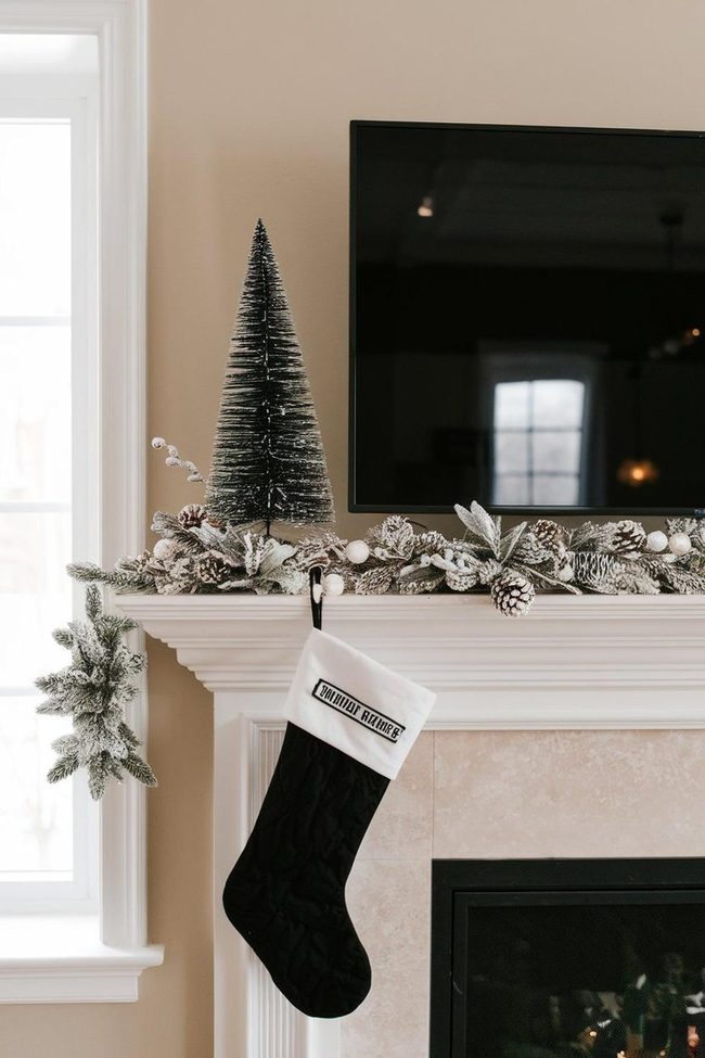 Frosted Pinecones Meet Monochrome Mantle