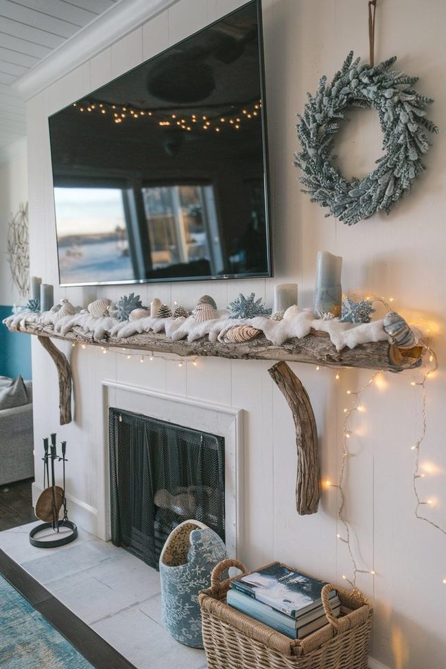 Driftwood Shells Winter Blue