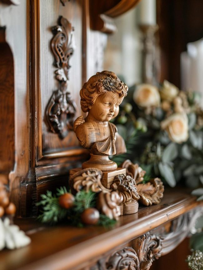 Small Carved Walnut Figures