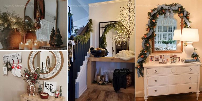 4068087 Cheerful Christmas Entryway Table Decor Ideas