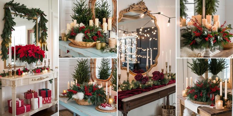 1817969 Organized Christmas Entryway Table Decor Ideas
