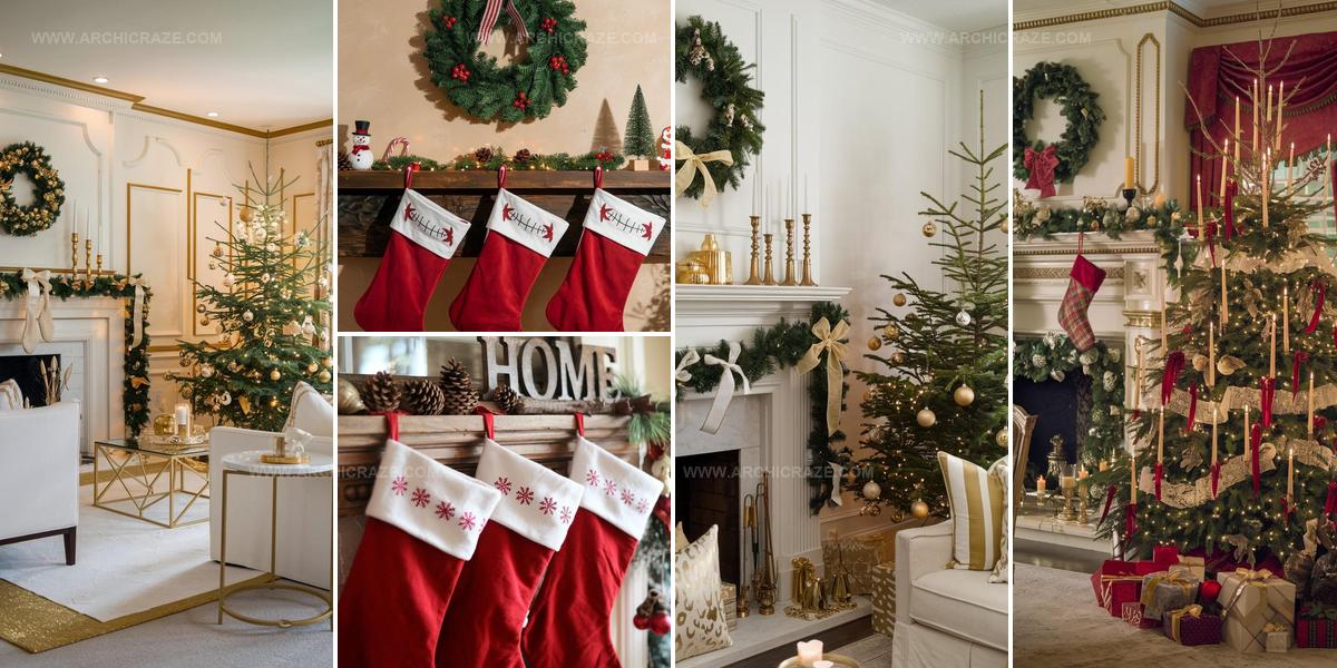 9288487 Warm Christmas Mantel Decor Ideas