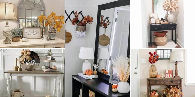 6348653 Cozy Fall Entryway Table Decor Ideas