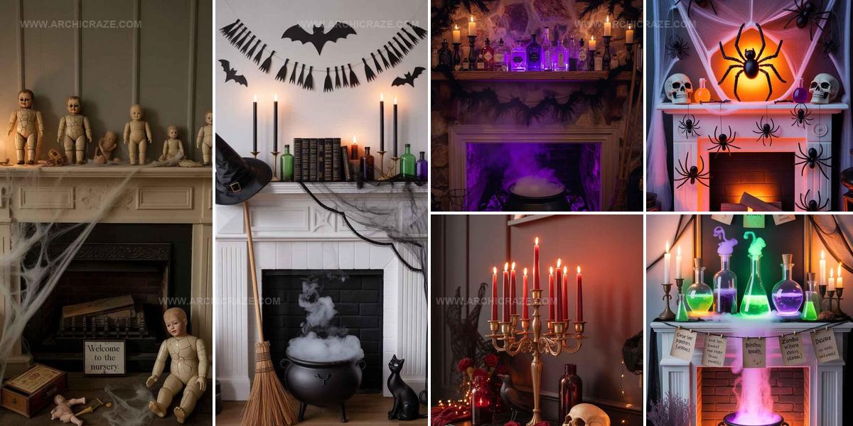 7342385 Dramatic Halloween Fireplace Decor Ideas