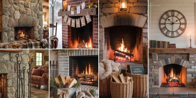 8122000 Layered Rustic Fireplace Decor Ideas