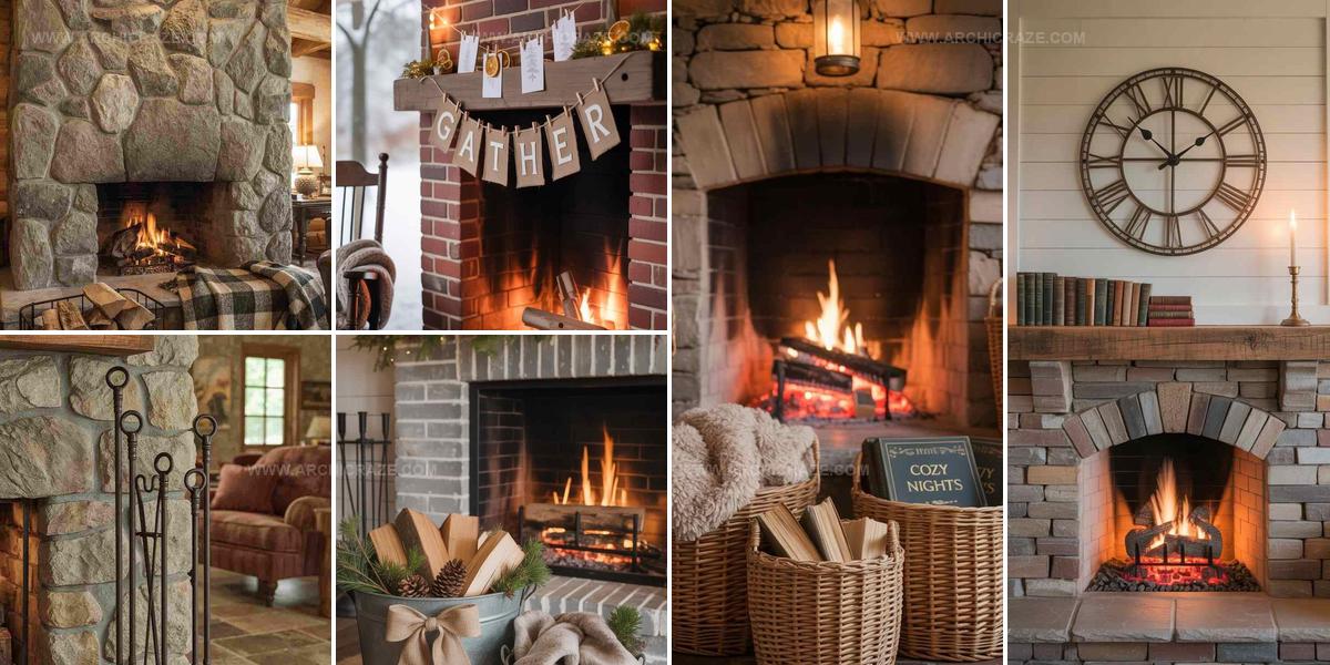 8122000 Layered Rustic Fireplace Decor Ideas