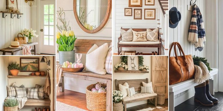 3819187 Charming Farmhouse Entryway Bench Decor Ideas