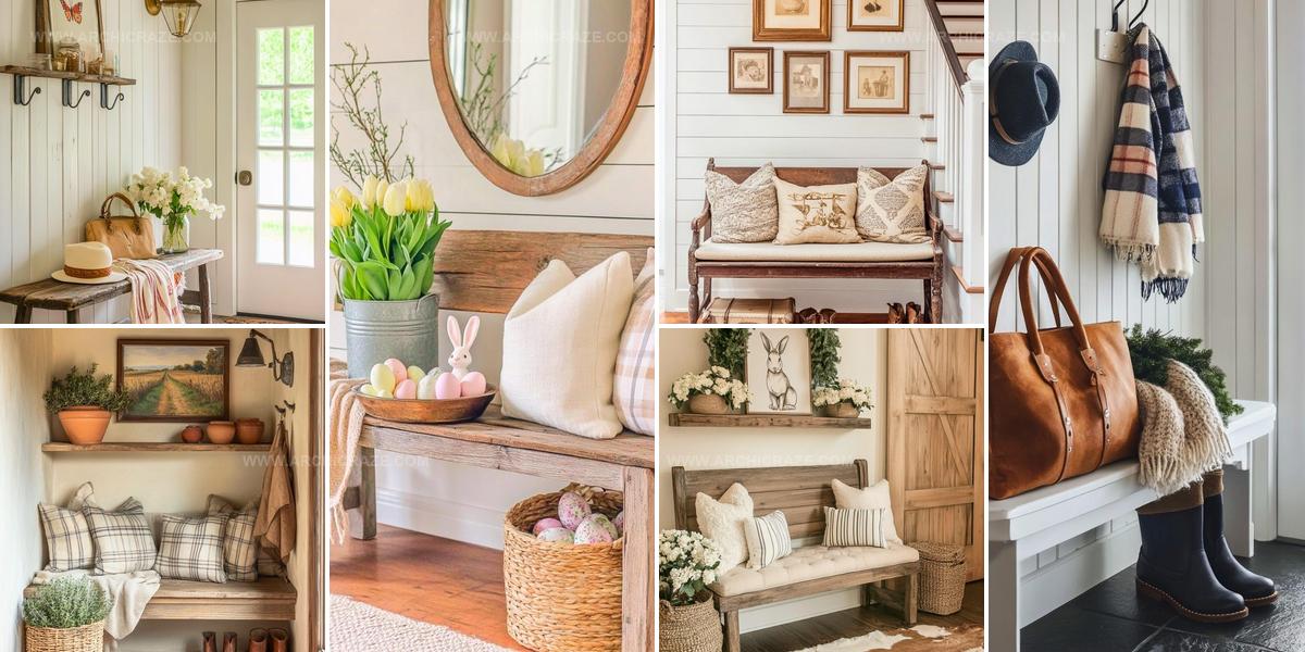 3819187 Charming Farmhouse Entryway Bench Decor Ideas