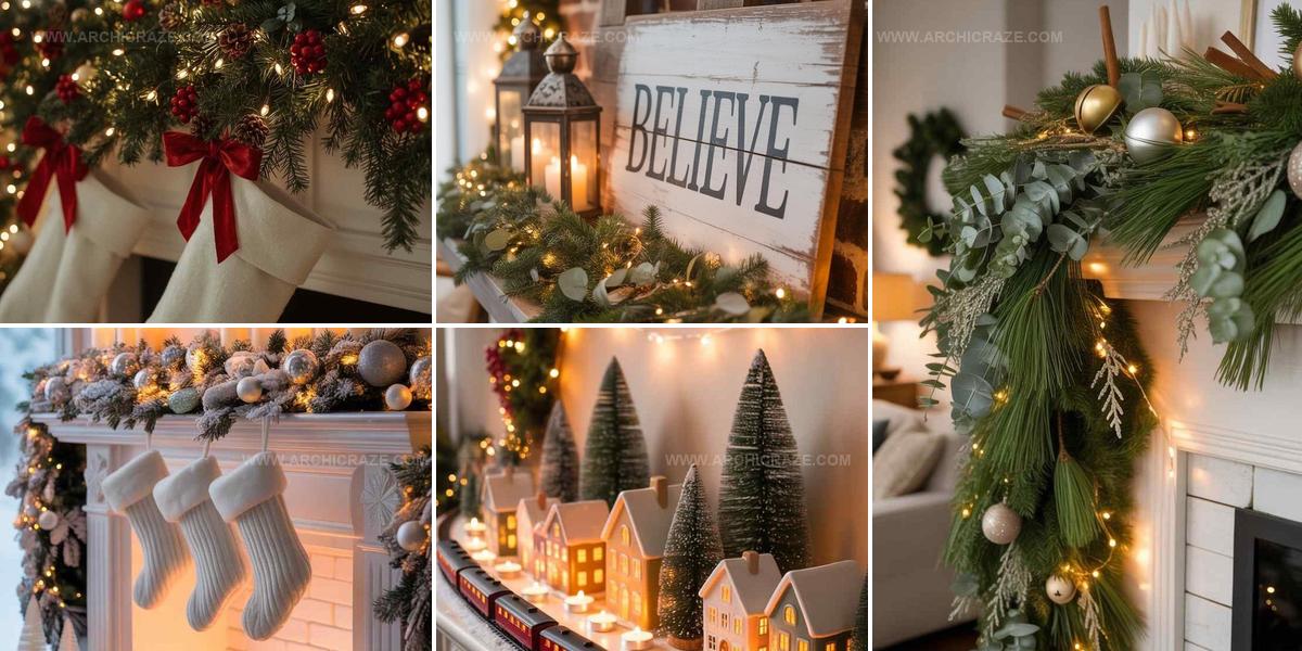 8298355 Twinkling Christmas Fireplace Decor Ideas