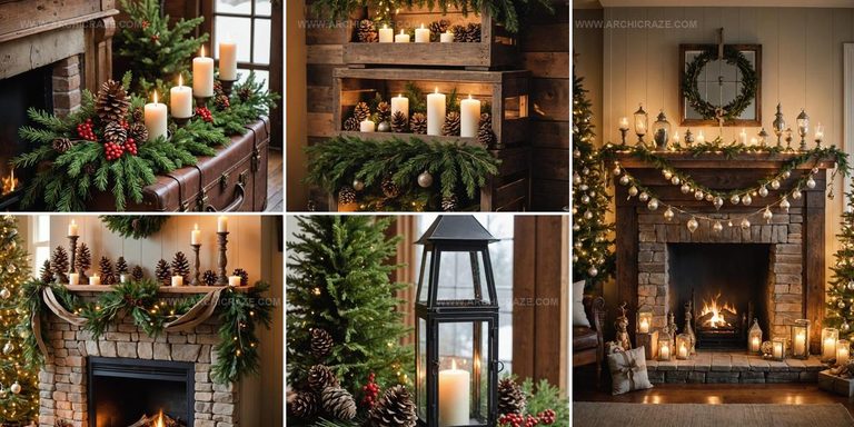 9996999 Farmhouse Christmas Mantel Decor Ideas