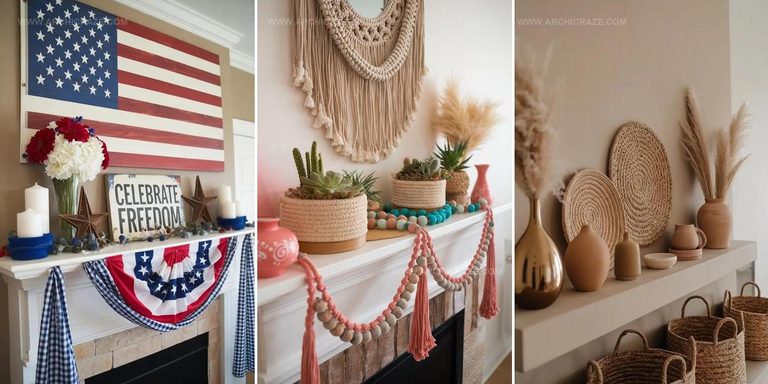 1849396 Streamlined Summer Mantel Decorating Ideas