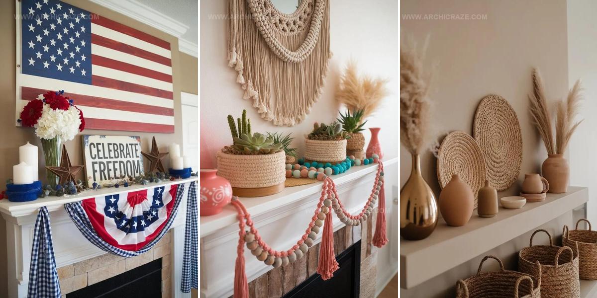 1849396 Streamlined Summer Mantel Decorating Ideas