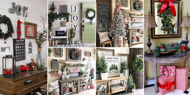 7108783 Farmhouse Christmas Entryway Ideas