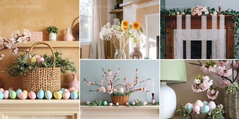 7063753 Spring Fireplace Mantel Decor Ideas