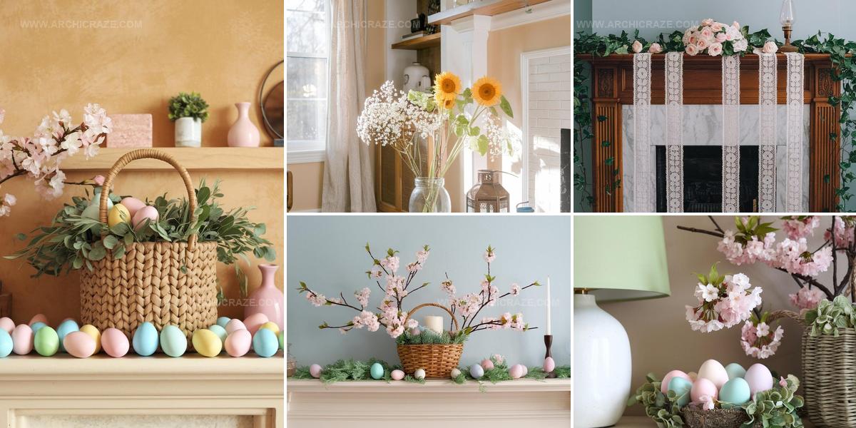 7063753 Spring Fireplace Mantel Decor Ideas