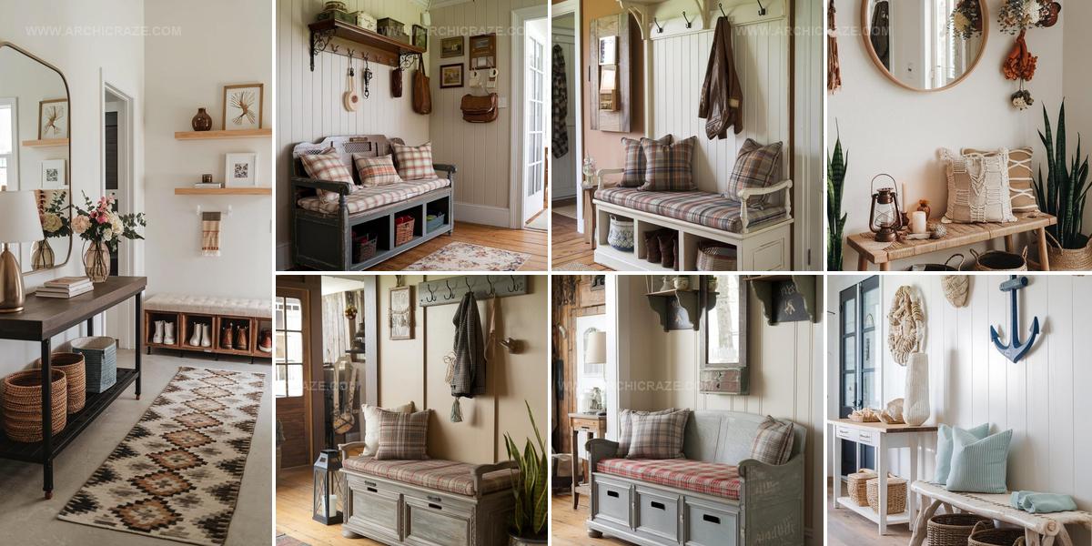 1672030 Artful Entryway Bench Decor Ideas