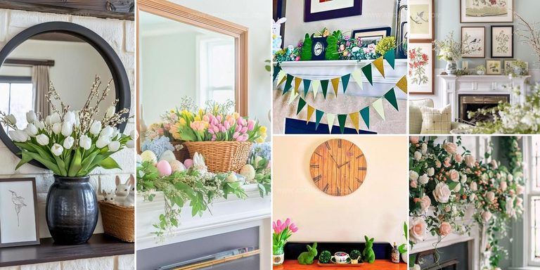 4372691 Festive Easter Mantel Decorating Ideas