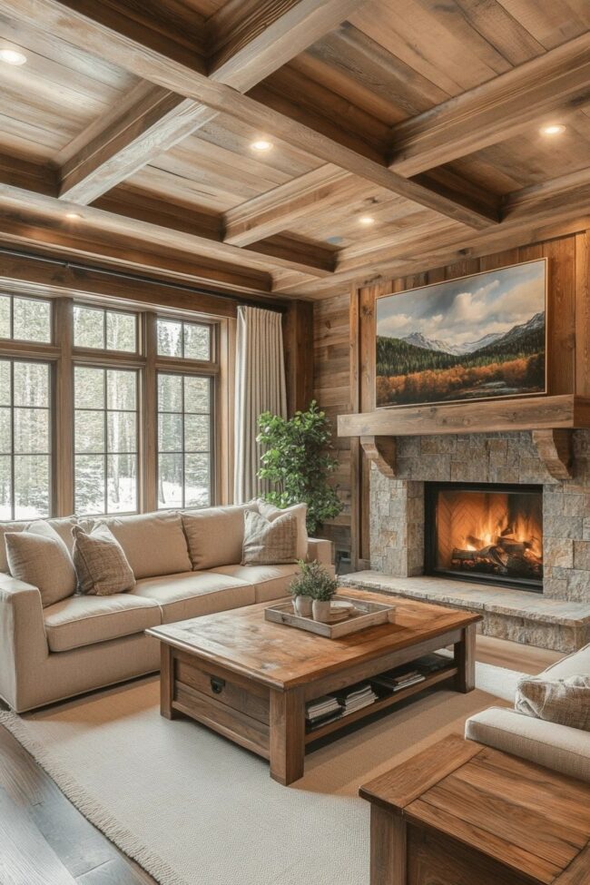 Inviting Natural Wood Living Space