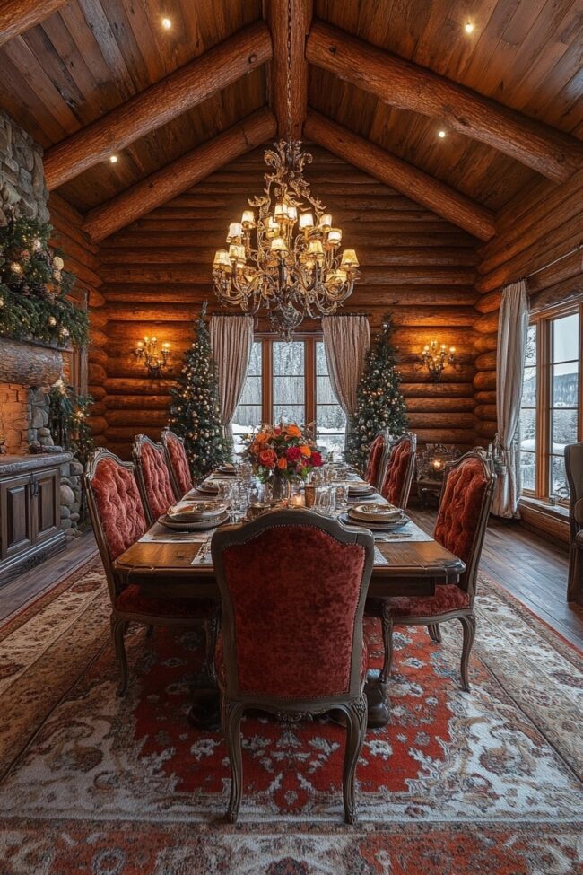 Elegant Log Dining Room Experience