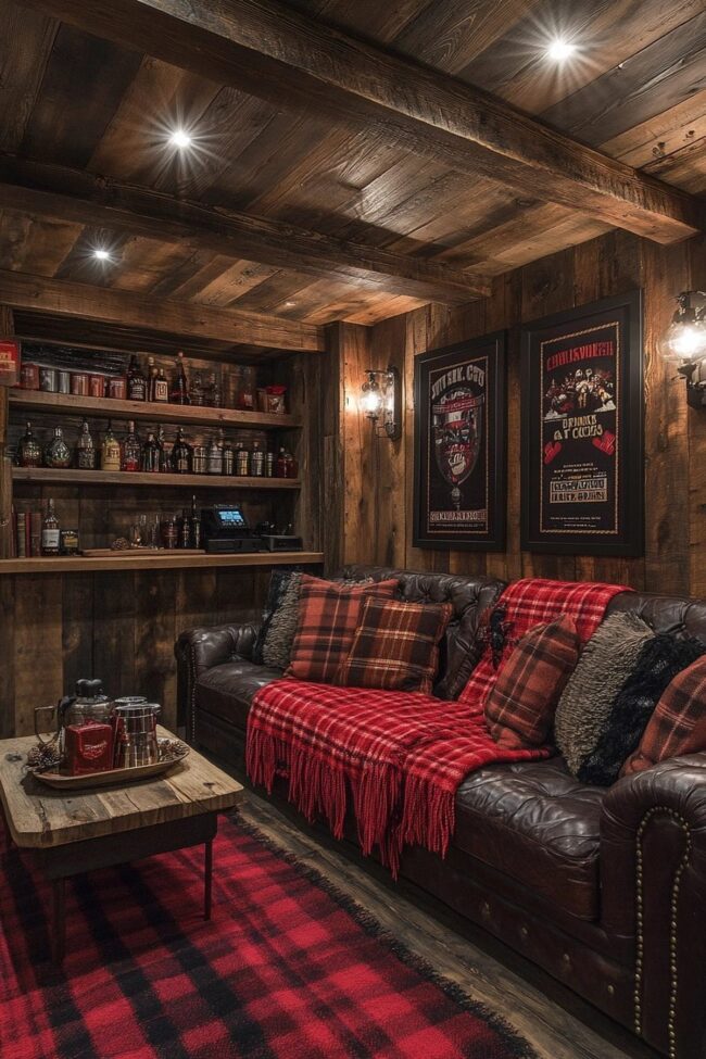 Rustic Charm for Your Holiday Basement