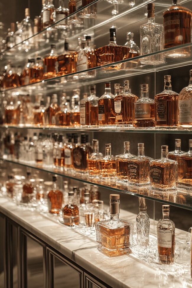 Mirror and Glass Bar Display
