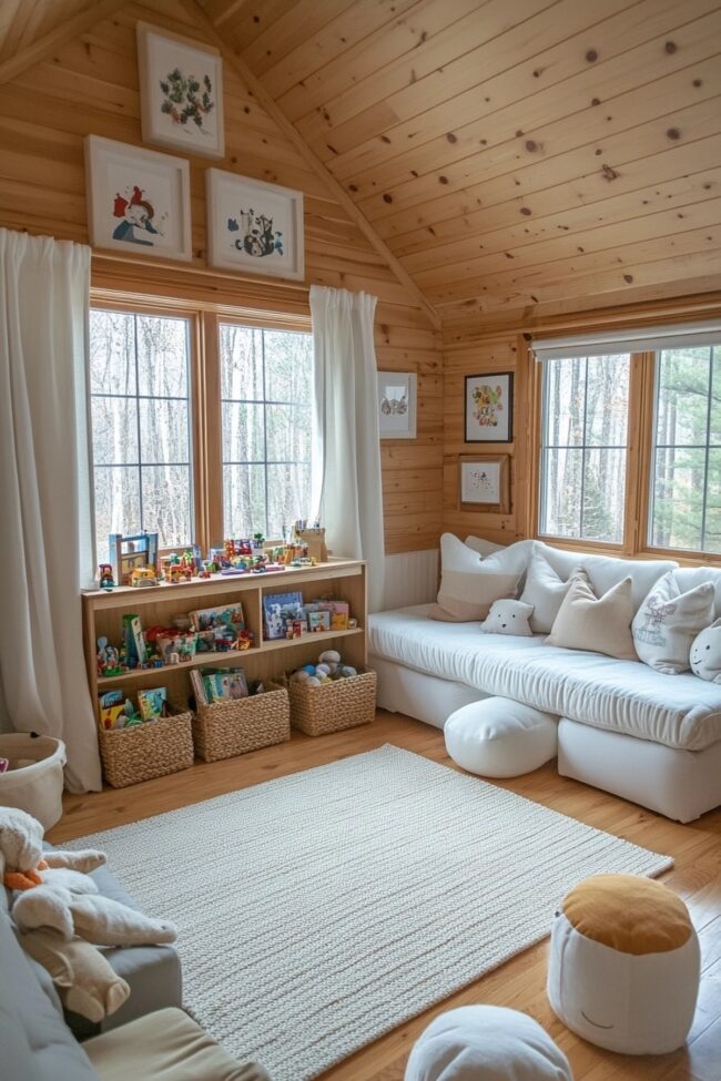 Sleek Minimalist Log Playroom