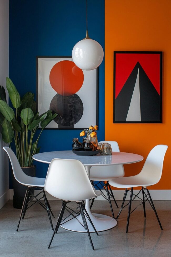 Dynamic Color Block Dining Space