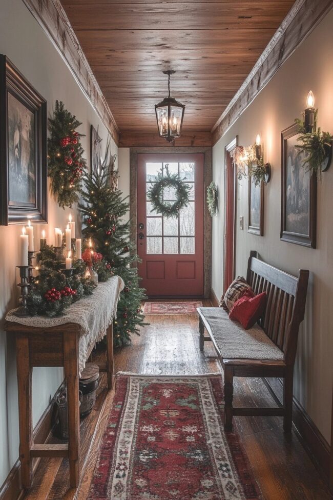 Rustic Christmas Decor for Your Hallway