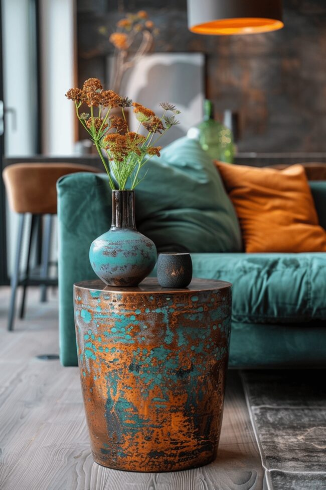 Rustic Copper Accent Tables Collection