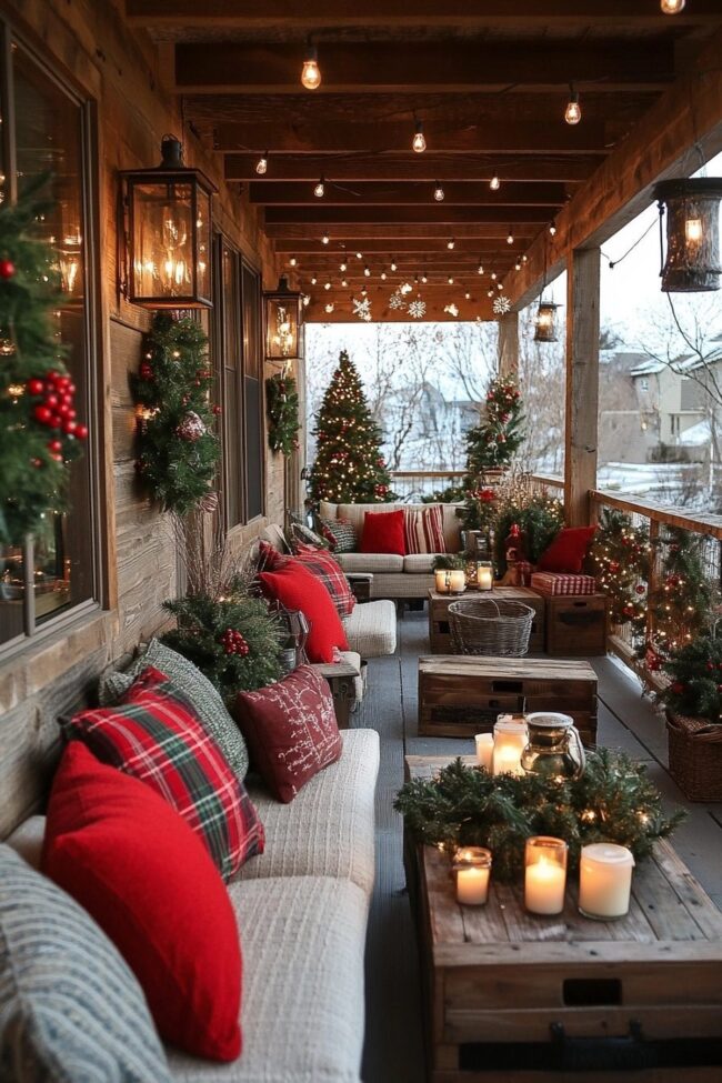 Charming Holiday Porch with Rustic Touches